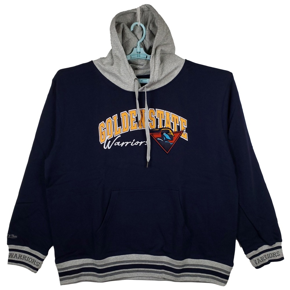 Golden State Warriors Mitchell & Ness NBA 2XL XXL Hoodie Embroidery Art Navy NWT